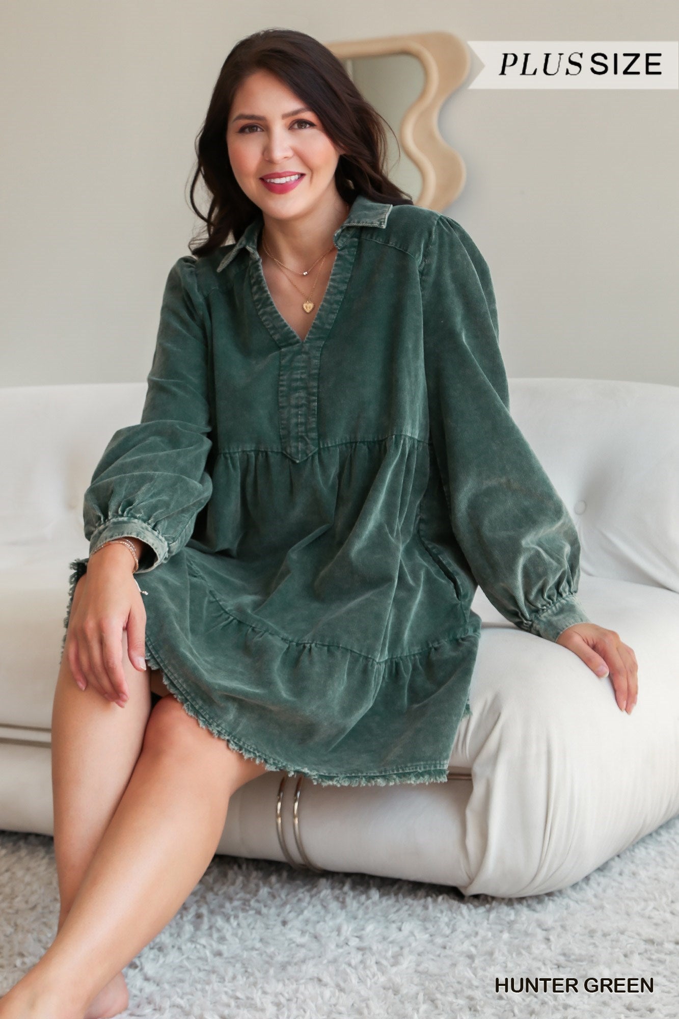 The Amanda dress in hunter green plus size