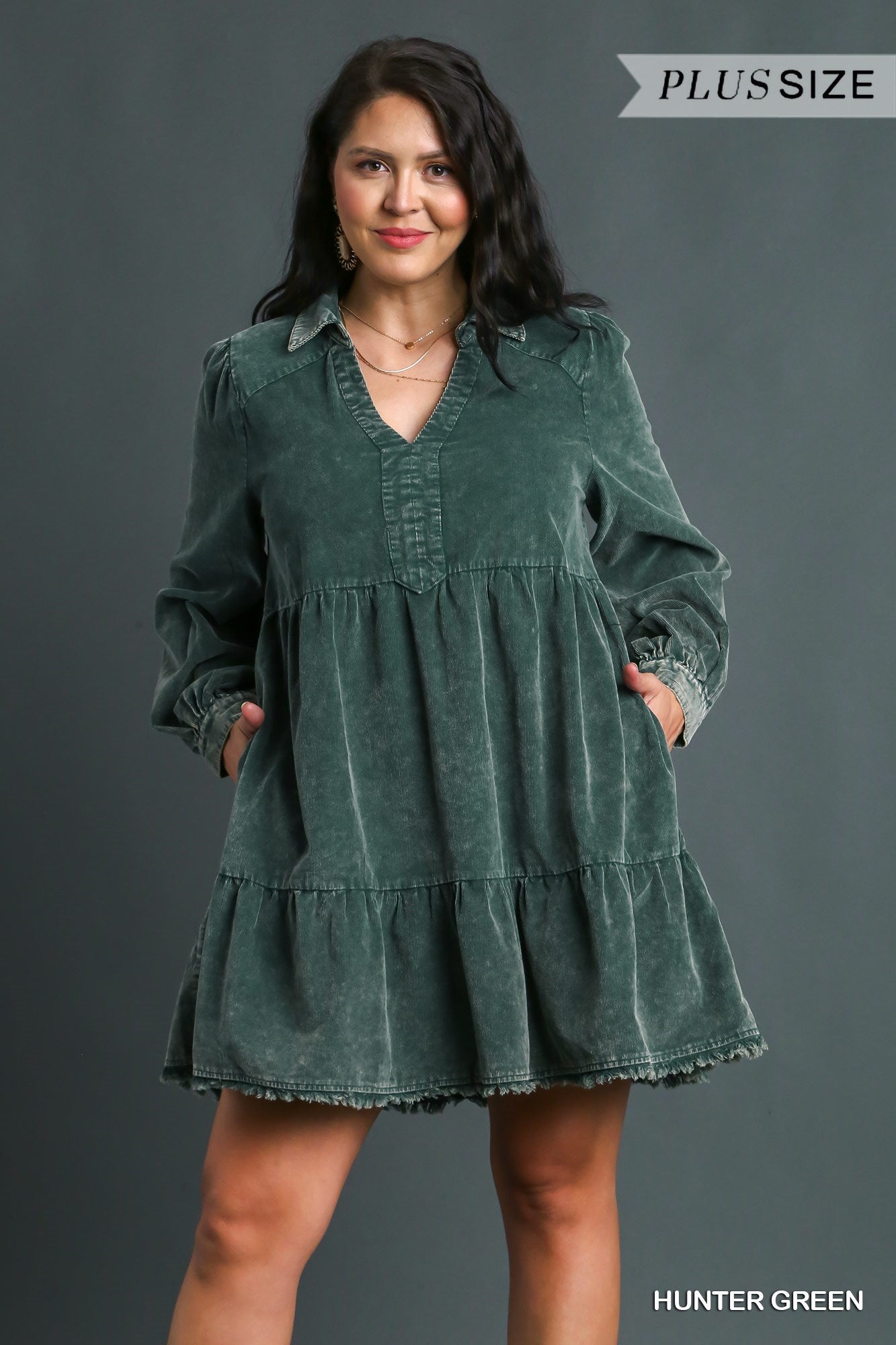 The Amanda dress in hunter green plus size